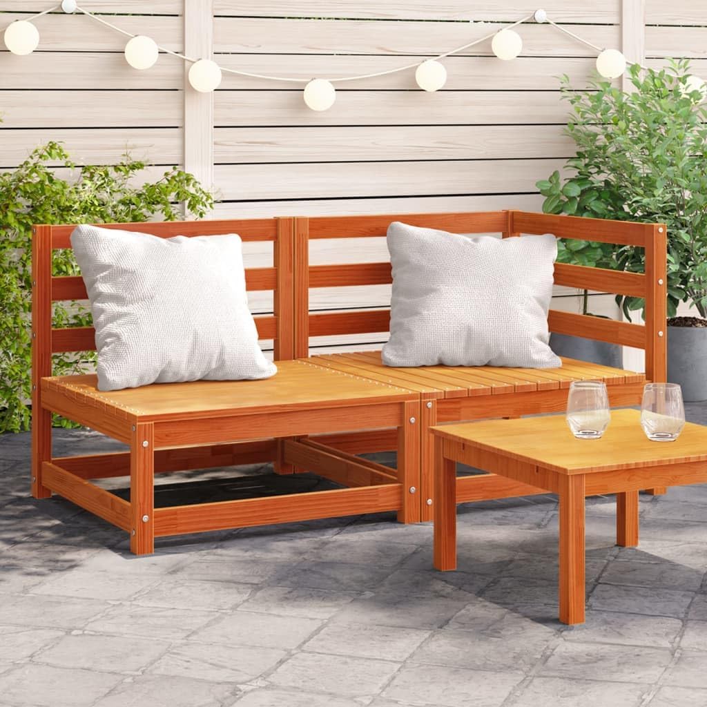 Outdoor Sofa Patio Sofa 2-Seater Wax Brown Solid Wood Pine
