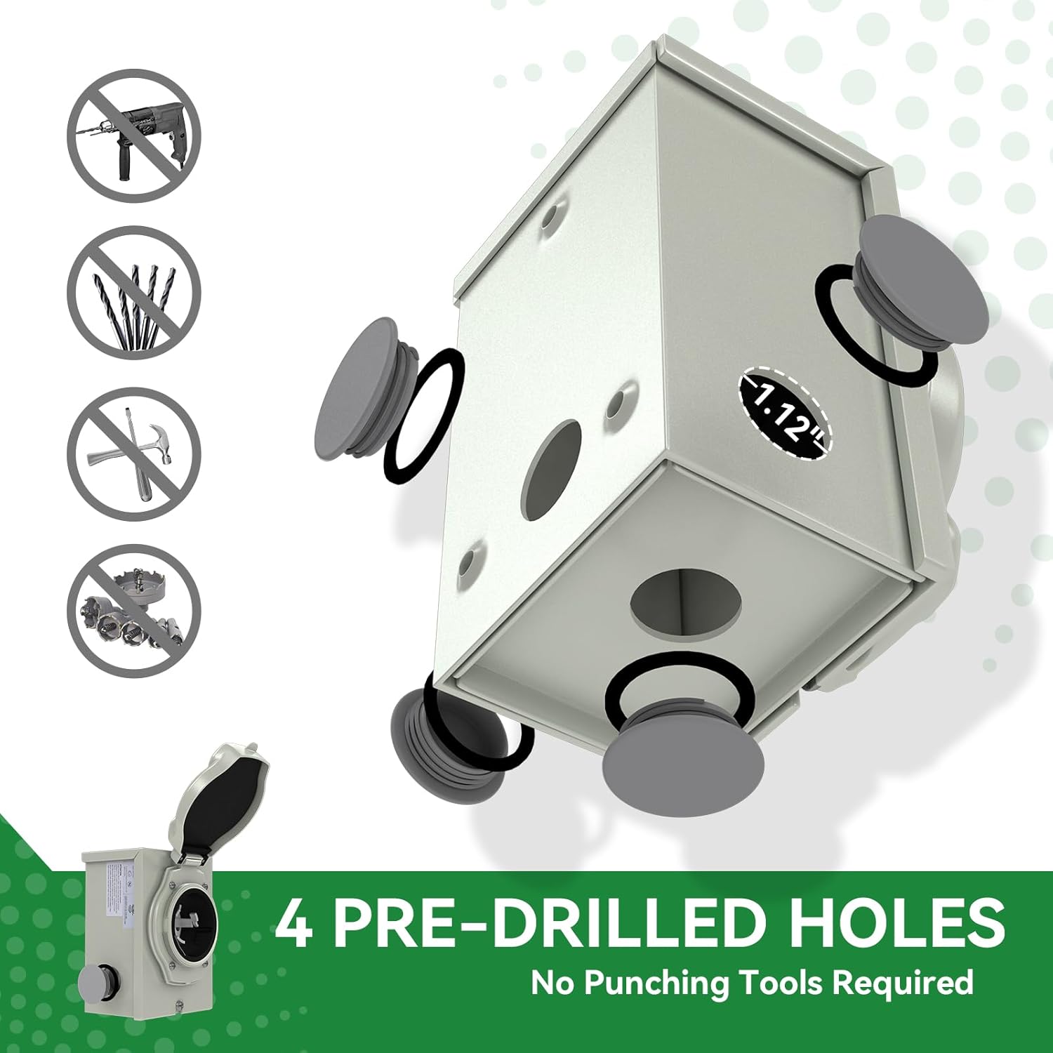 50 Amp Generator Cord 15FT and Power Inlet Box, Pre-Drilled 50 Amp Generator Inlet Box with Cord, NEMA 14-50P to SS2-50R Generator Cord Waterproof Combo Kit, ETL Listed