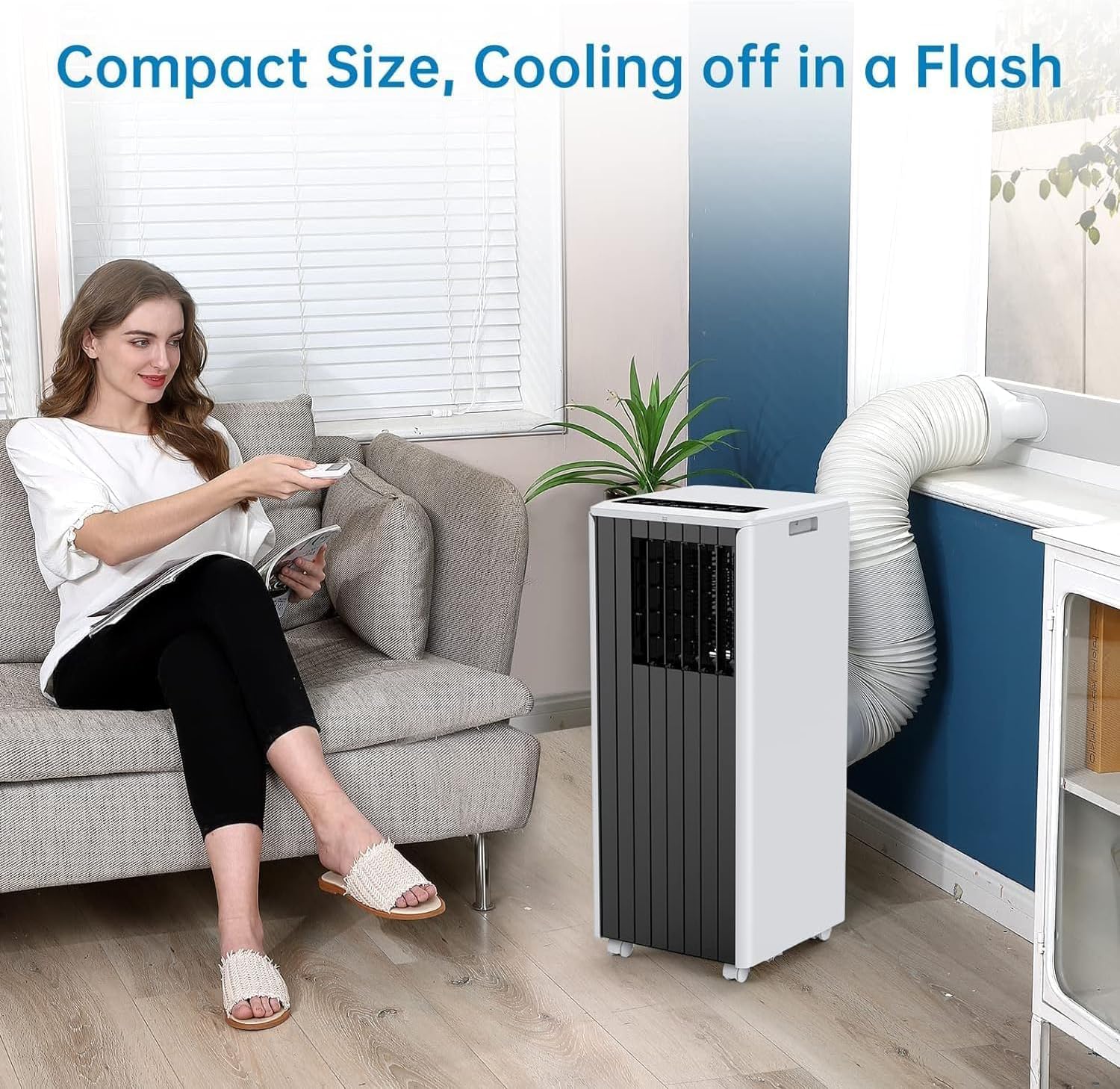 Portable Air Conditioner 8000 BTU Air Conditioner Suitable for 350 Sq.Ft,3 in-1 AC Unit with Remote Control&24Hrs Timer for Home,Office, Dorm(Black)