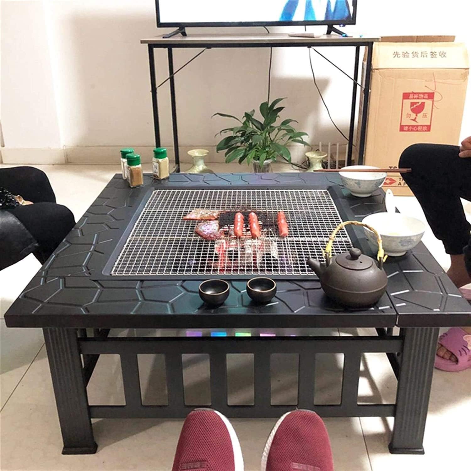 Fire Pits Outdoor Wood Burning Outdoor Square Metal Firepit Backyard Patio Garden