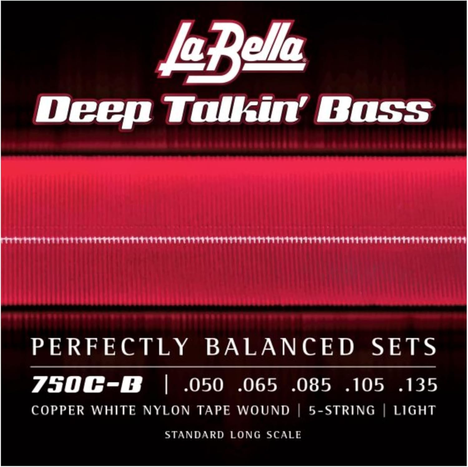 La Bella 750C-B Copper White Nylon Tape Wound 5- Strings Light Standard Long Scale 50-135