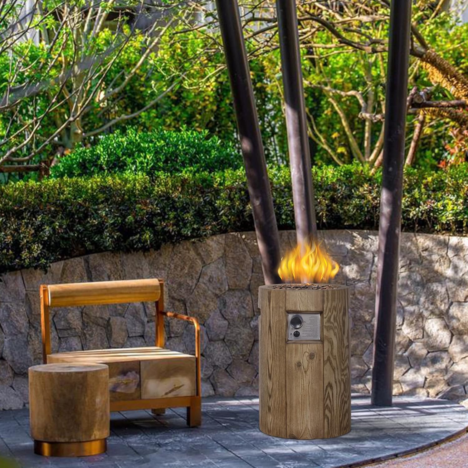 25'' Ore Powder 30,000BTU Adjustable Flame Propane Gas Fire Table with Waterproof Cover