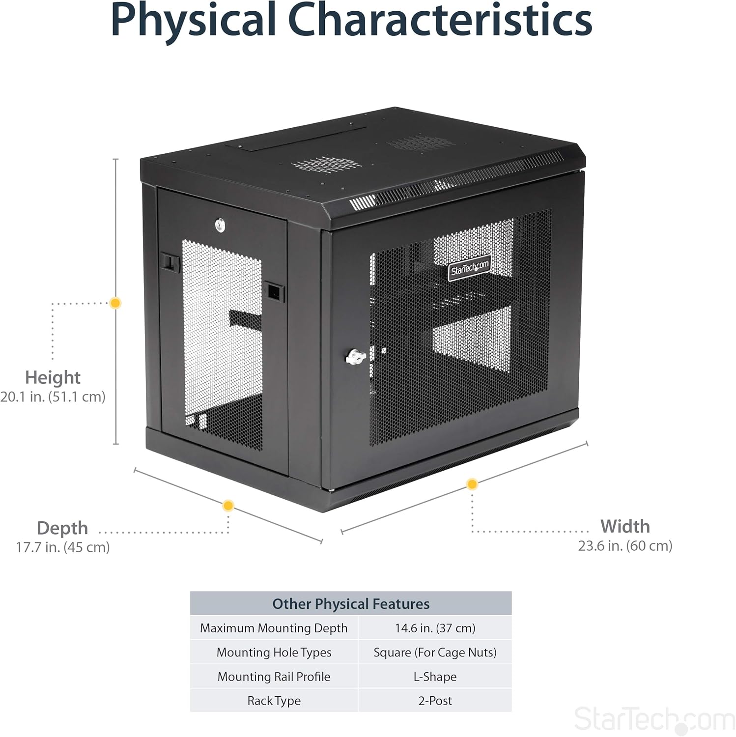 StarTech.com 2-Post 9U Wall Mount Network Cabinet w/ 1U Shelf, 19