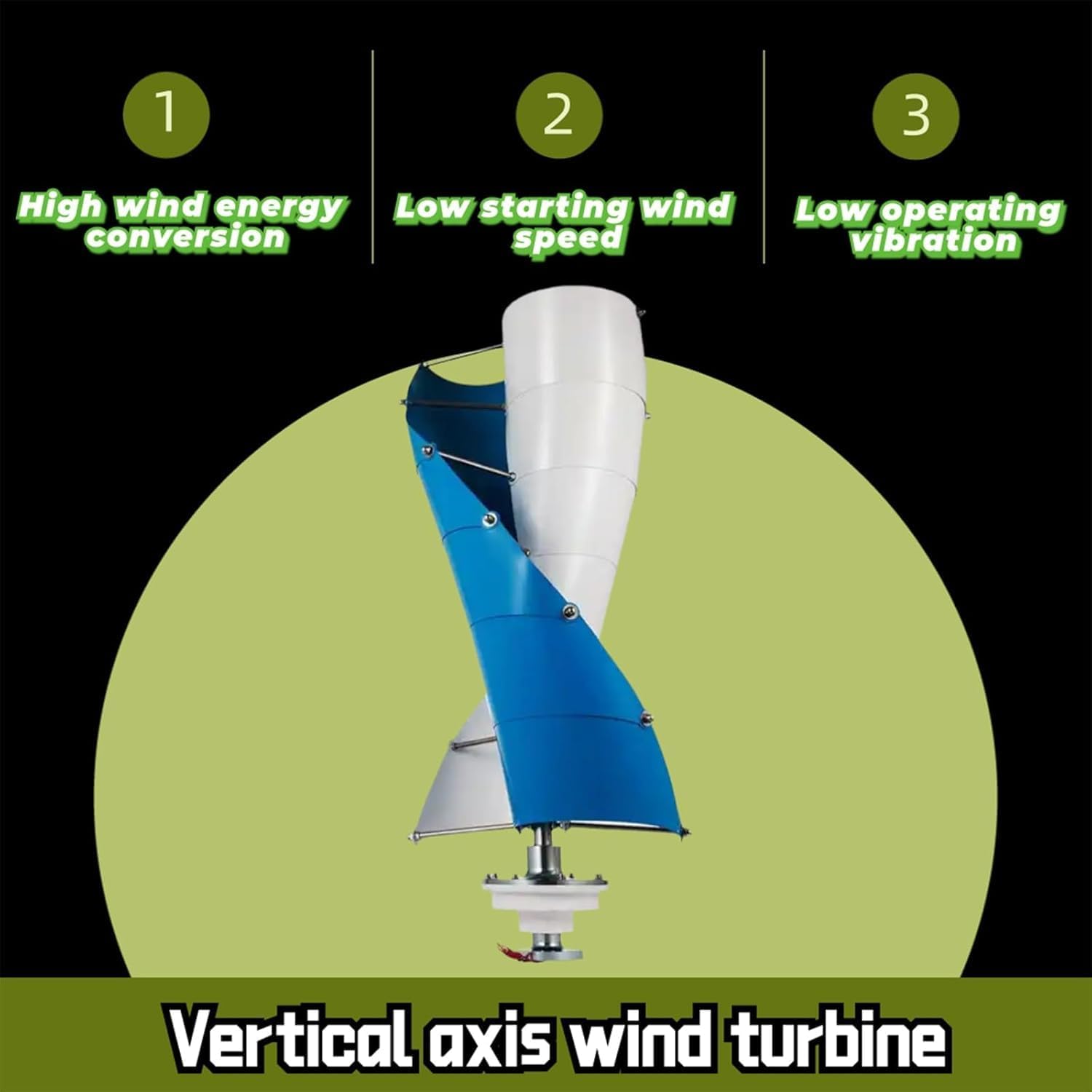 CAJUCA 5000W Wind Turbine Generator Kit Vertical Axis Wind Turbine Generator with Controller and Inverter Free Energy Windmill Home Use Three Phase Generator