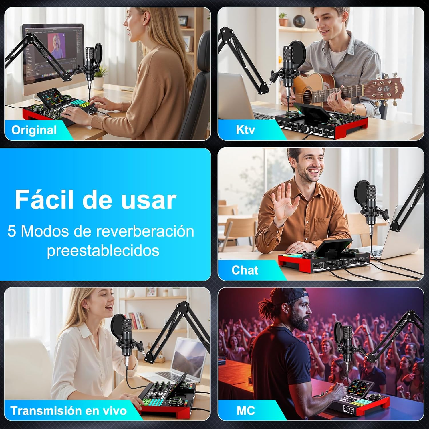 Podcast Equipment Bundle with 3.5mm Condenser Microphone for Pc/Phone Live Streaming Singing Gaming, Podcast Microphone Bundle with Live Sound Board Audio Mixer Denoise,DJ Sets