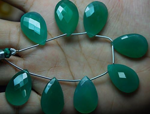 5 match pair - green chalcedony faceted pear briolettes 16x25mm large size