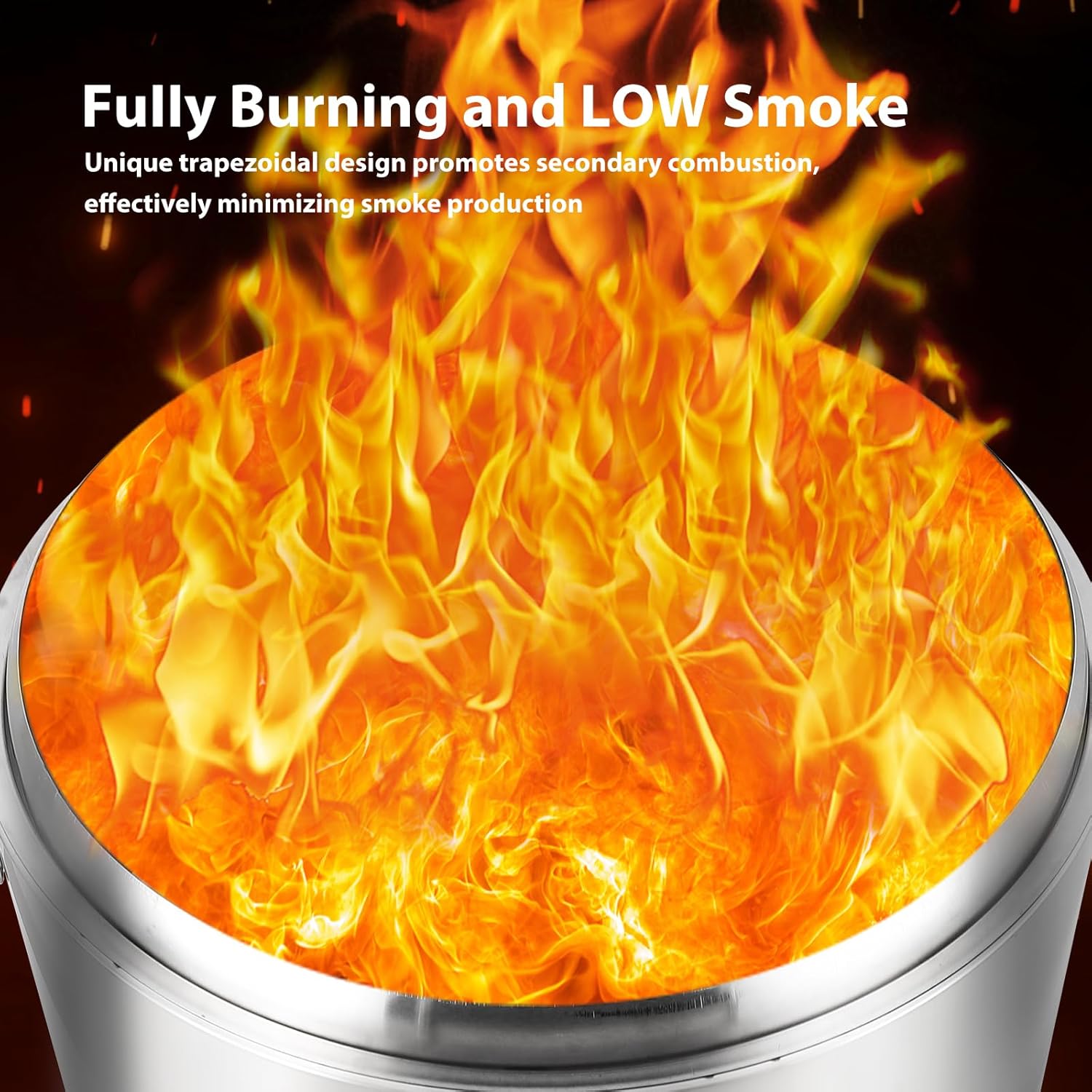 Smokeless Fire Pits for Outside, 27 Inch Smokeless Fire Pit, Stainless Steel Outdoor Firepit with Removable Stand and Ash Pan, Wood Burning for Outdoor Camping Backyard Bonfire Picnic Cooking