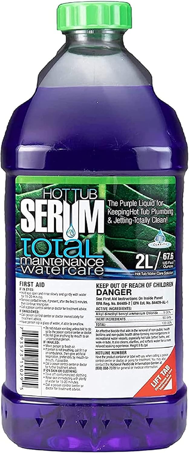 Hot Tub Serum, A Weekly Maintenance Hot Tub Cleaner/Clarifier/Conditioner/Softener All-in-One 2 Liter (24 Weekly doses), Inflatable Hot Tub Chemicals for Complete Hot Tub Treatment