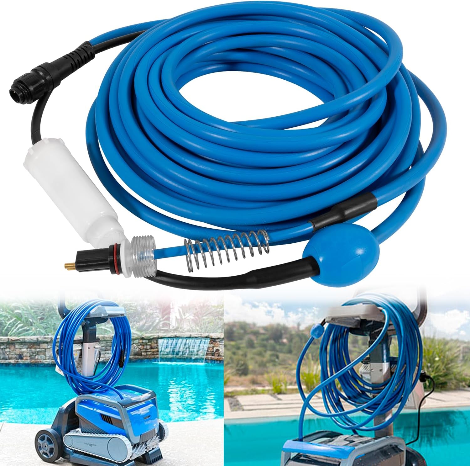 9995861 Cable and Swivel DIY 2 Wire for Dolphin Robotic Pool Cleaners Nautilus(Old), DX3, Advantage Plus, Endeavor, Atlantis, Primal X3, DX3S, Orion, M3, Saturn(Old), Quest & Neptune 60FT(18M)