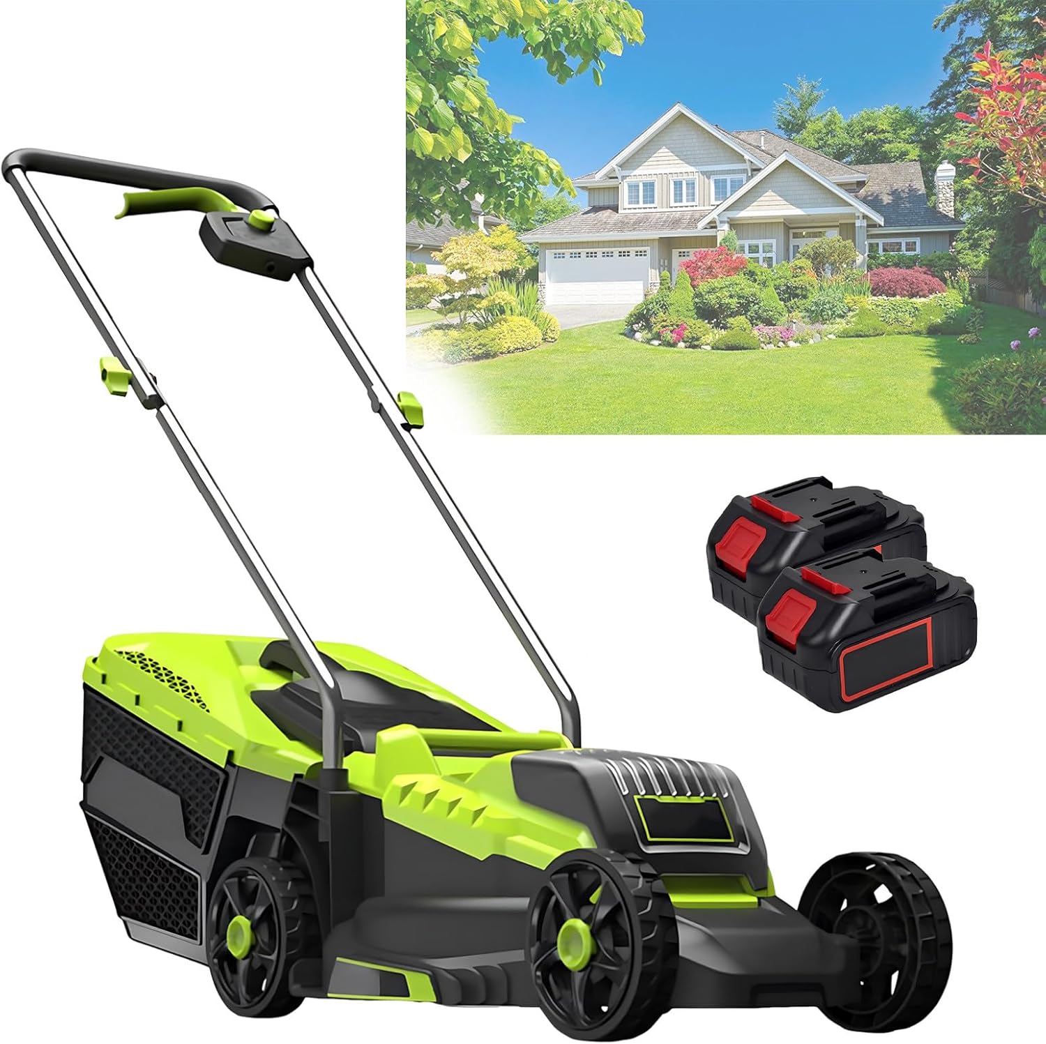 SHAHRYAR Battery Powered Lawn Mower,Battery Mower,Mower,Low Noise, with 45l Large Grass Box, Suitable for Home Gardens, Public Green Spaces, Gardening Enthusiasts, Rural Areas