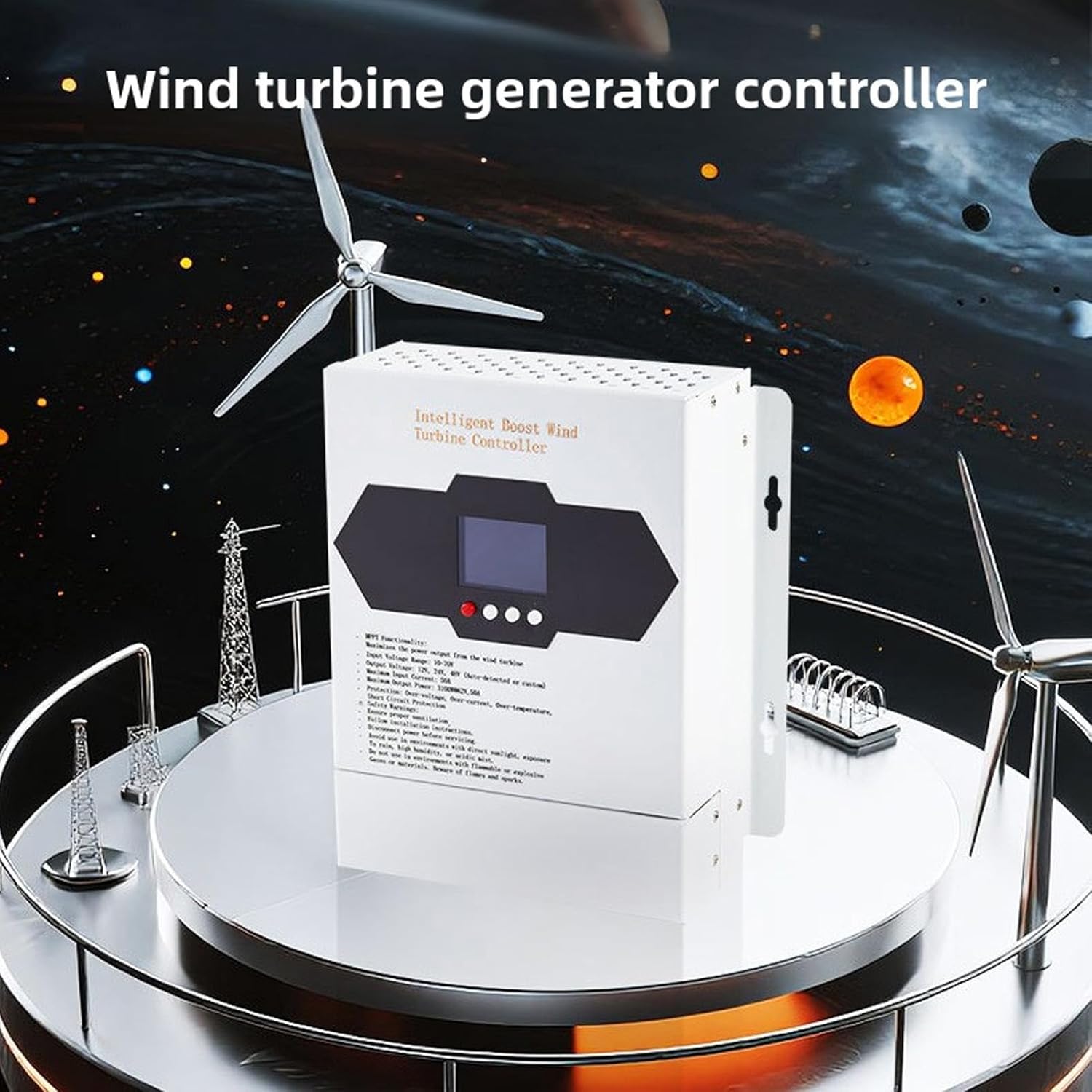 FTVOGUE 1000W Wind Charge Controller MPPT Boost Wind Power Generator Controller Auto Detection with LCD Display for Home Boat Street Lights