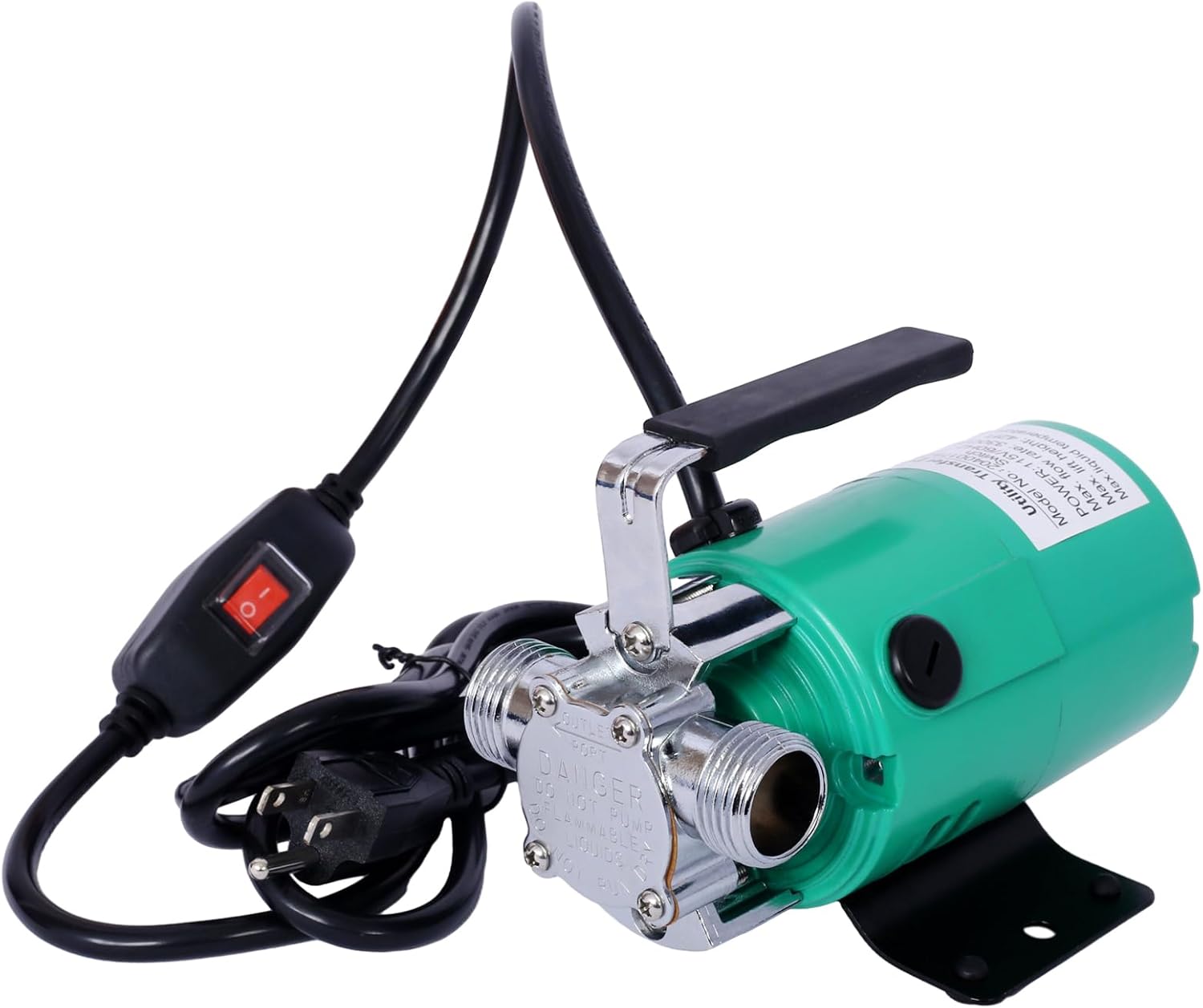 Water Transfer Pump, 115V 330 Gallon Per Hour, Portable Electric Utility Pump with ON/OFF Switch and 6' Water Hose Kit, Green Steel, Remove Water from Garden, Hot Tub, Pool, Aquariums