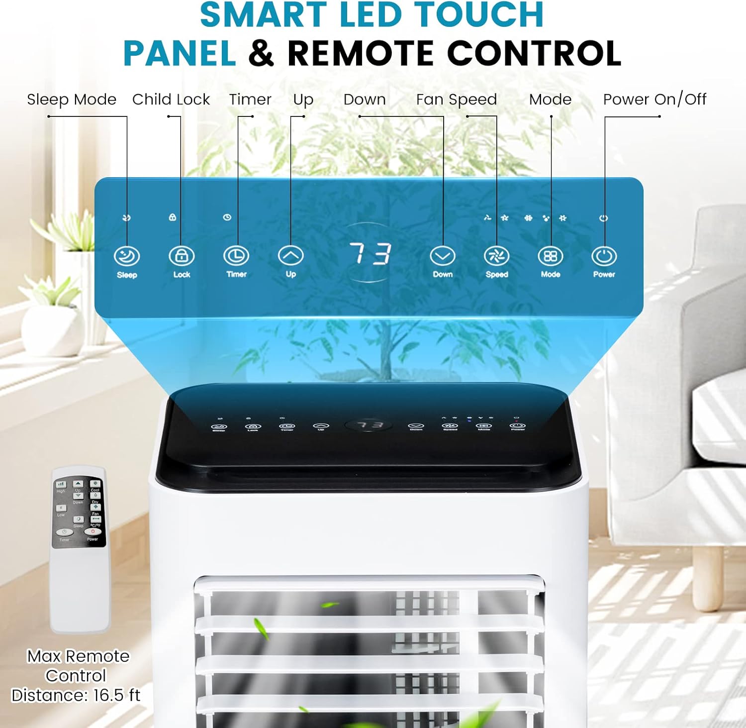 ARLIME Portable 8,000 BTU Air Conditioner, 3 in 1 AC Unit, Fan & Dehumidifier for Rooms up to 350 Sq FT, Quiet AC w/Sleep Mode, 26H Timer, LED Display, Remote Control & Window Kit