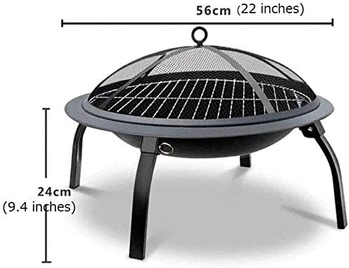 Outdoor Fire Pit BBQ Grill, Bonfire Pit Fire Pits Outdoor Gas Fire Pit, Portable Heater 56cm Diameter BBQ Firepit Bowl for Garden, Camping Brazier Bonfire Stove
