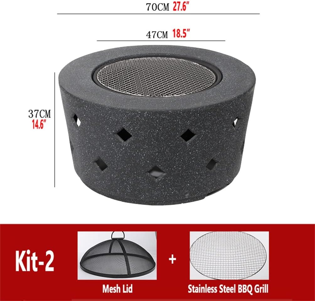 Outdoor Fire Pit Wood-Burning Fire Pit On The Garden Terrace, Indoor Multi-Function Fireplace Barbecue Table, Outdoor Heater with Spark Protection Device (Color : Kit-1) (Kit 2)