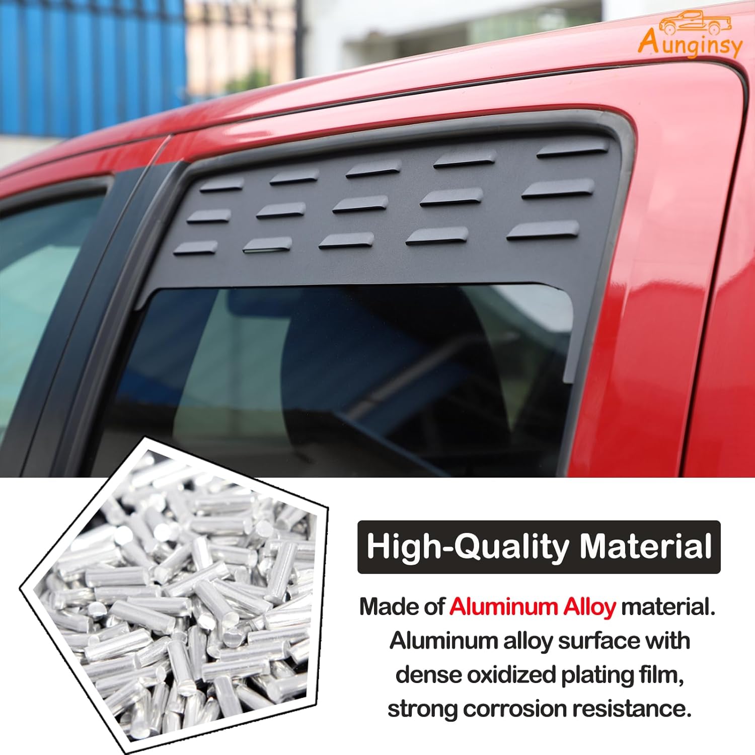 Aunginsy Car Aluminum Rear Side Window Louvers Air Vent Cover Compatible with Toyota Tacoma 2016-2023 Rear Side Window Louvers Sun Shade Cover Wind Vent Air Deflector Decoration Exterior Accessories