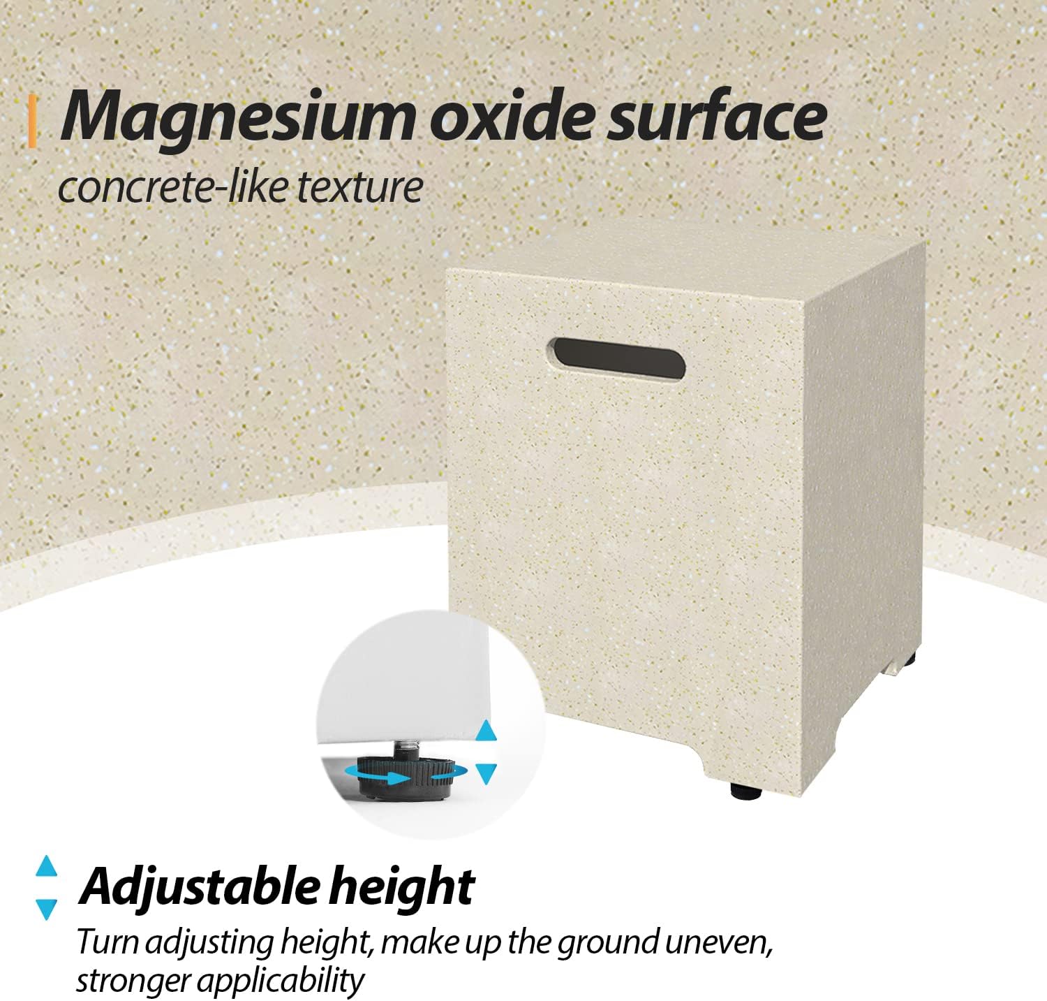 UPHA Propane Tank Cover for Propane Fire Pits, Suitable for Standard 20 Gallon Propane Tanks, Concrete Hideaway Tank Table with Side Handles,Square, Terrazzo Beige