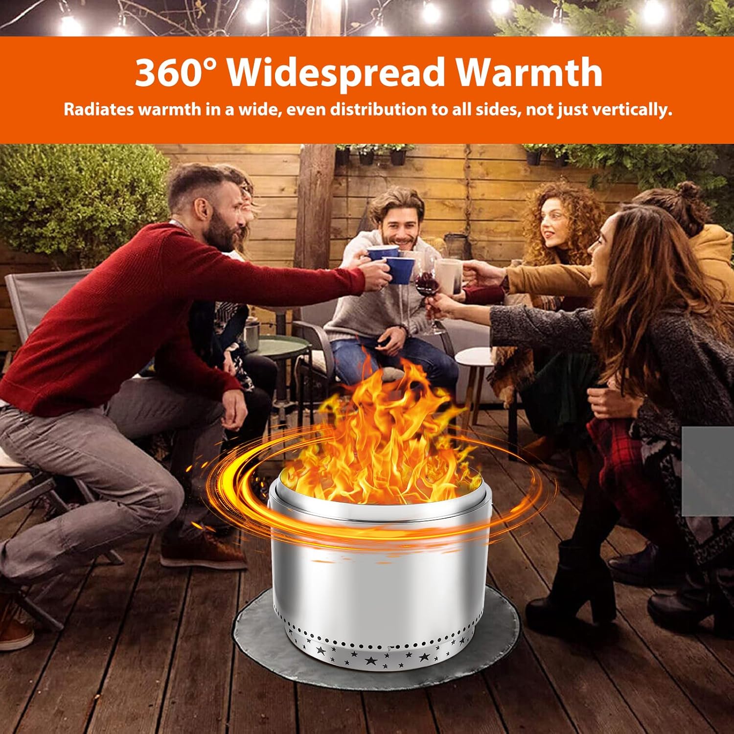 Smokeless Fire Pits for Outside, 27 Inch Smokeless Fire Pit, Stainless Steel Outdoor Firepit with Removable Stand and Ash Pan, Wood Burning for Outdoor Camping Backyard Bonfire Picnic Cooking