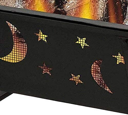 Fire Pits Wood Burning 24 in Outdoor Fire Pit, Bonfire Wood Burning Steel Grill with Square Mesh Spark Screen Cover