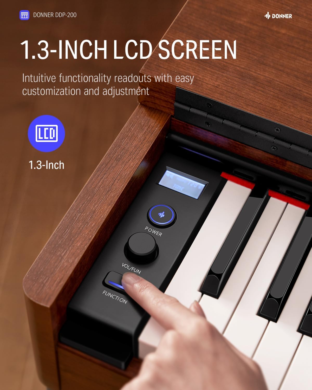 Donner Digital Piano with 88 Key Dynamic Graded Hammer Action Weighted Keyboard Piano+ Donner Adjustable Duet Piano Bench with Storage