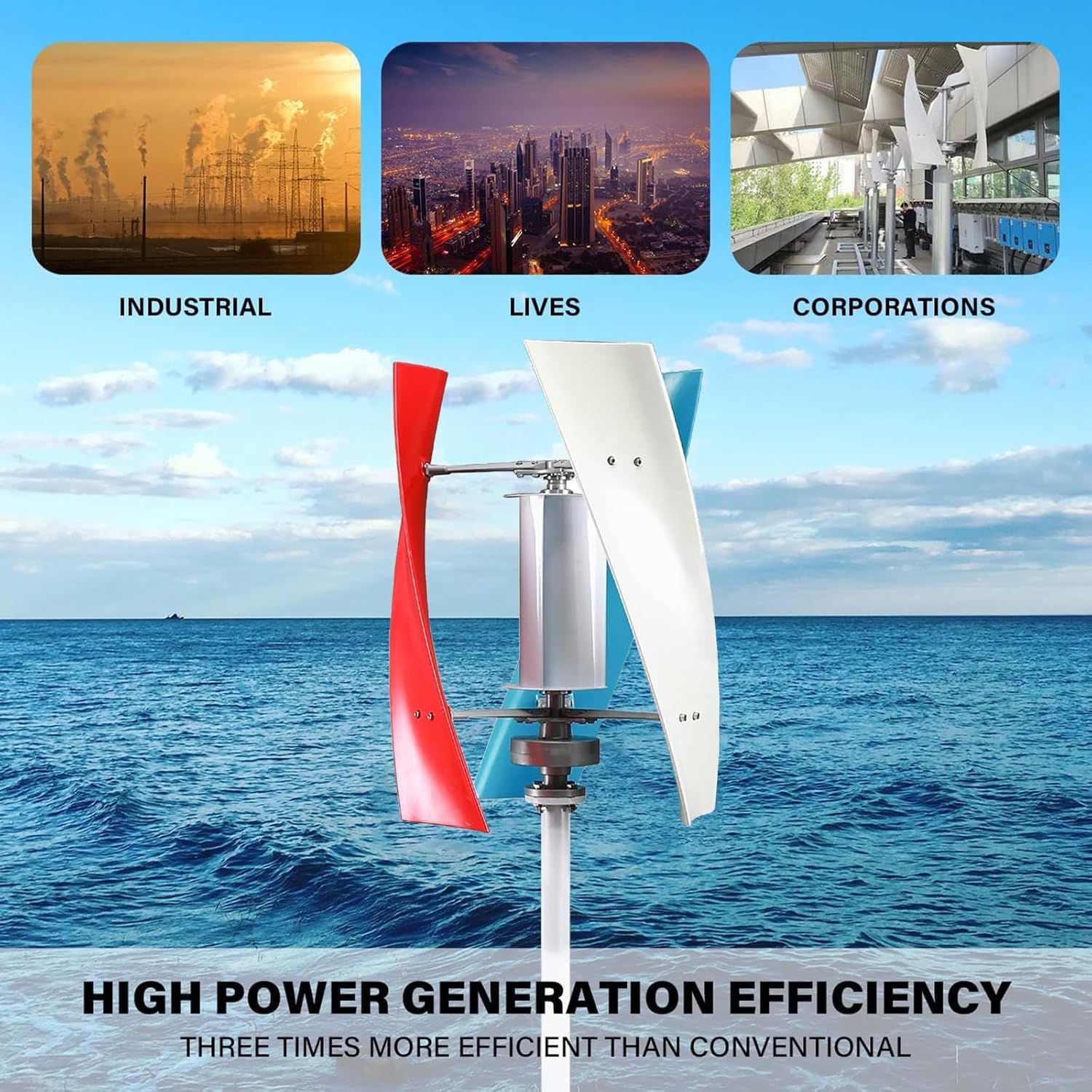 12000W Silent Vertical Wind Turbine Generator, Magnetic Levitation Energy Kit with MPPT Controller, 48V Home Wind Power Solution for Eco-Friendly Energy Supplementation