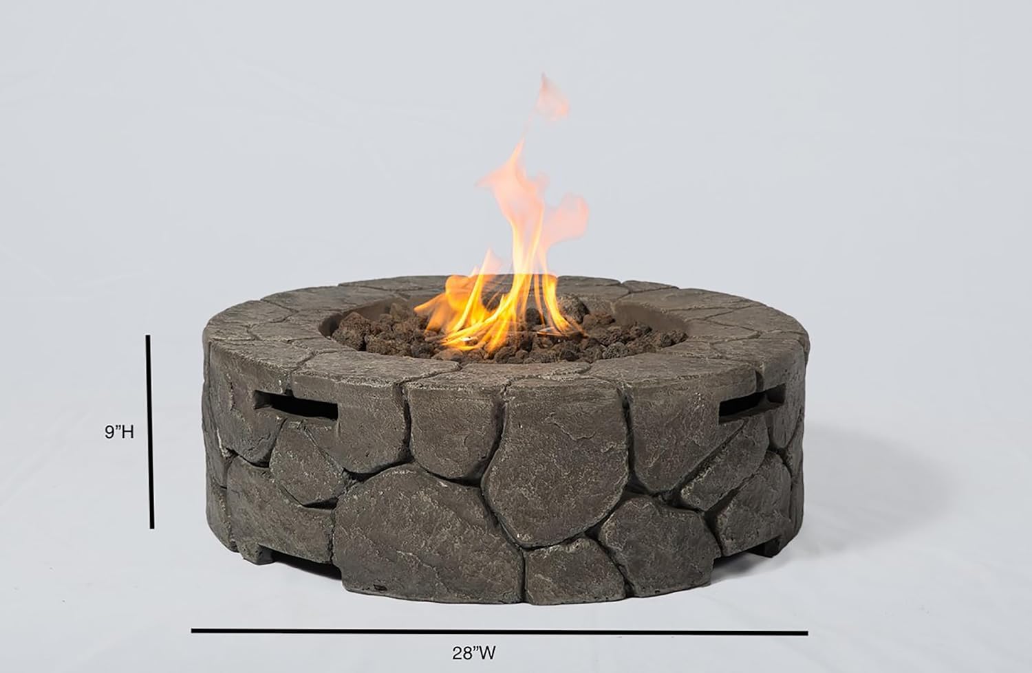 Living Source International 9'' H x 28'' W Fiber Reinforced Concrete Outdoor Fire Pit(Stone Gray)