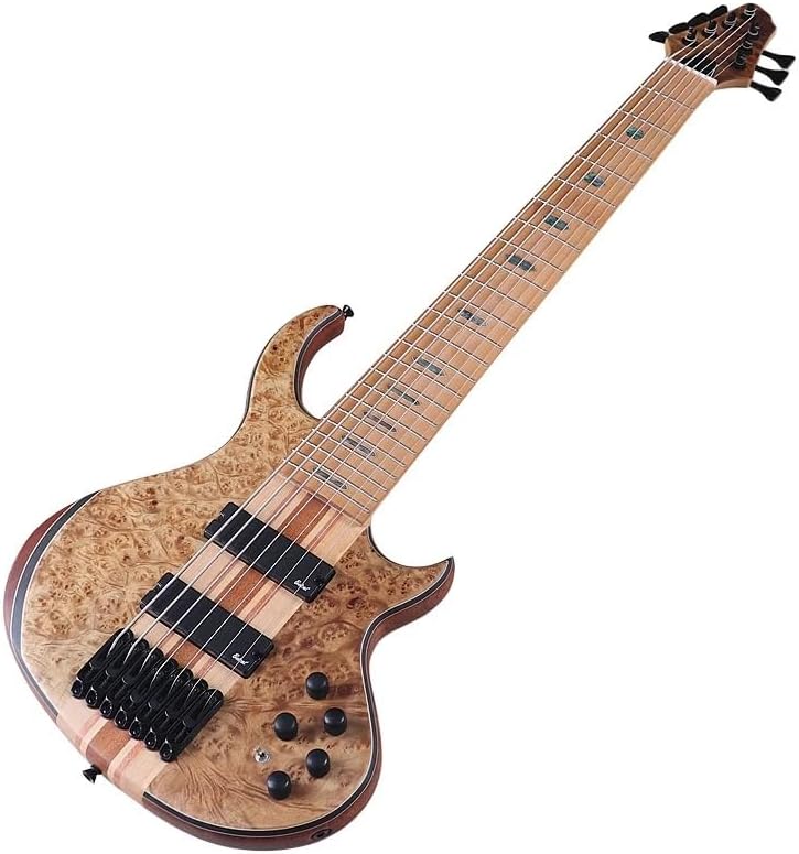 7-String Active Electric Bass Guitar, 43-Inch Full Size, Neck-Through,Canada Maple Neck & Fretboard, 24-Fret