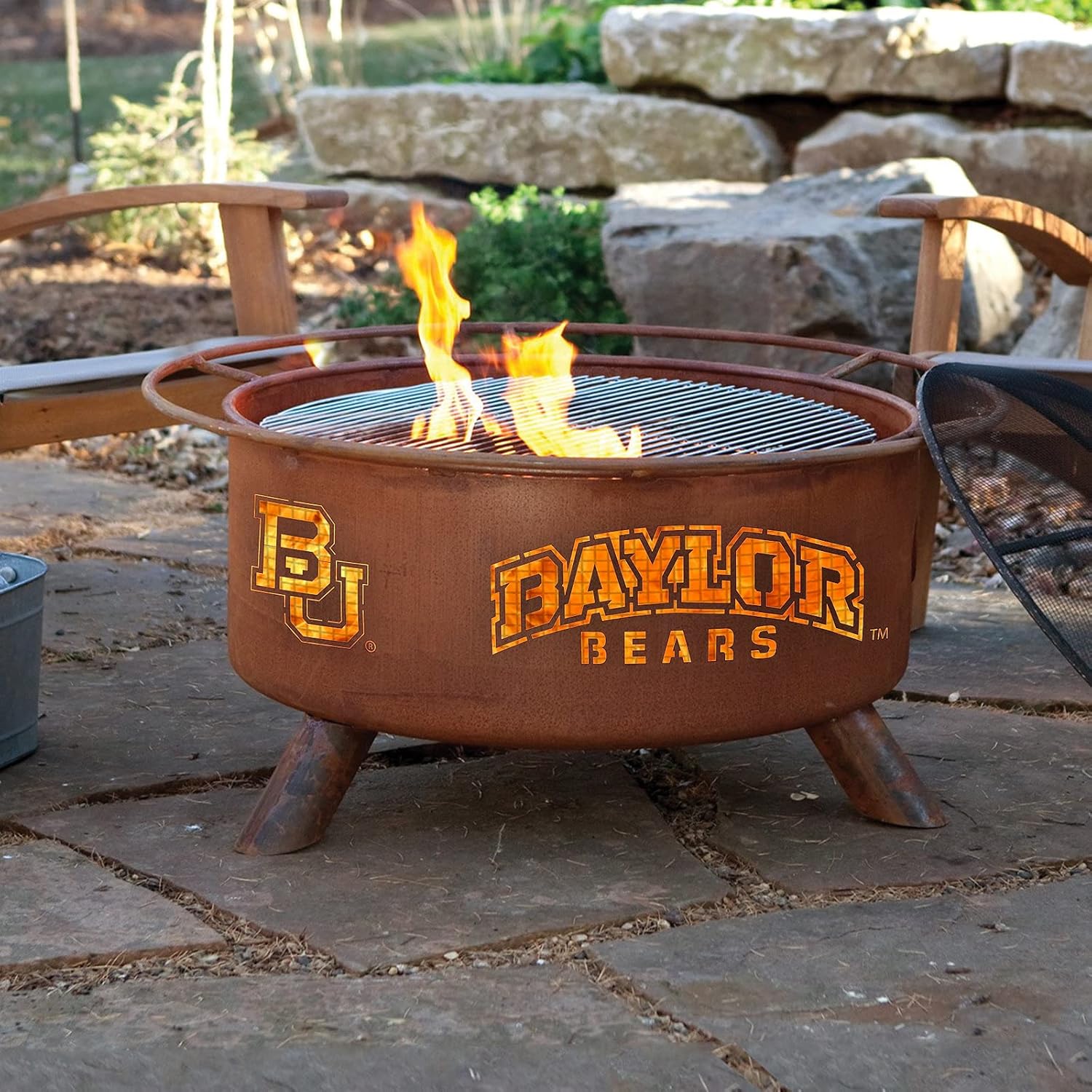 Patina Products F461 Baylor Steel Outdoor Fire Pit - 24 x 24 x 11 inch - Natural Rust Patina Finish