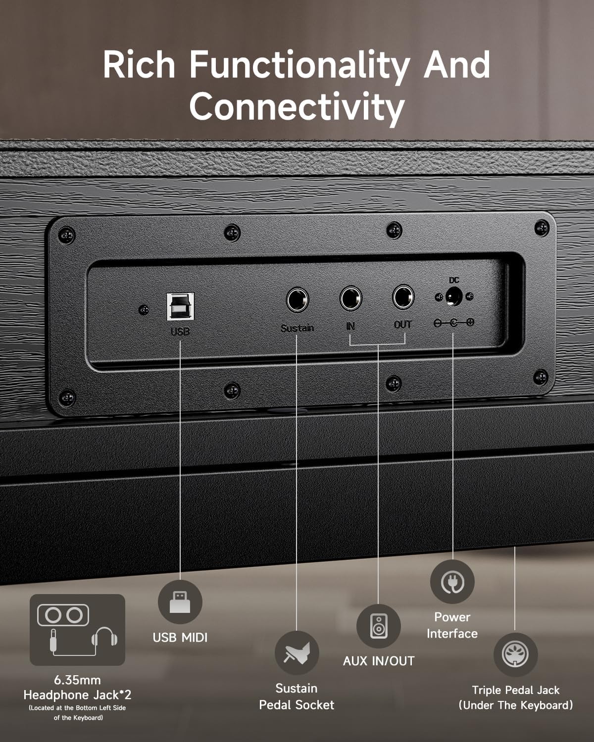 Donner OURA S300 Digital Piano 88 Key Weighted Keyboard for Advanced, Electric Piano with 88 Keys Graded Hammer Standard Keyborad, Boasts Bluetooth, Local Off, 2*15 W, Half-pedal, 256 Polyphony, Black