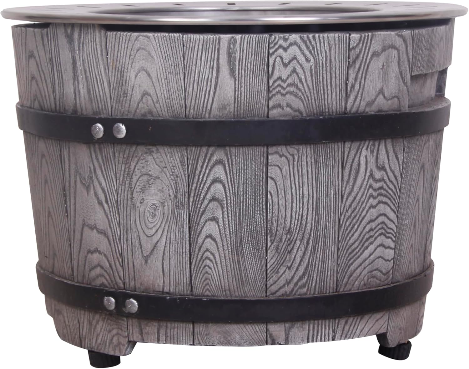 20.5 Inch x 15 Inch Round Stainless Steel Smokeless Firepit with Wood Pellet/Twig/Wood As The Fuel, Wood Look, Antique Black