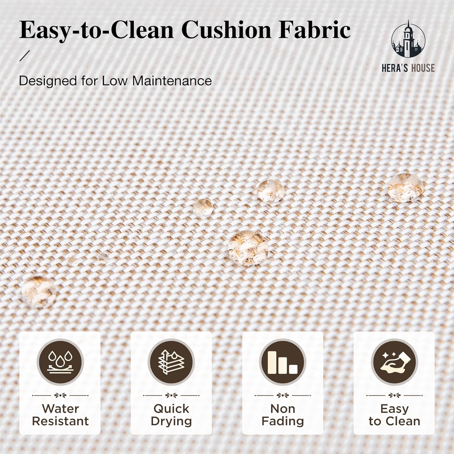 HERA'S HOUSE HDPE Patio Furniture Set, 4-Piece Outdoor Wicker Conversation Couch Set with 57