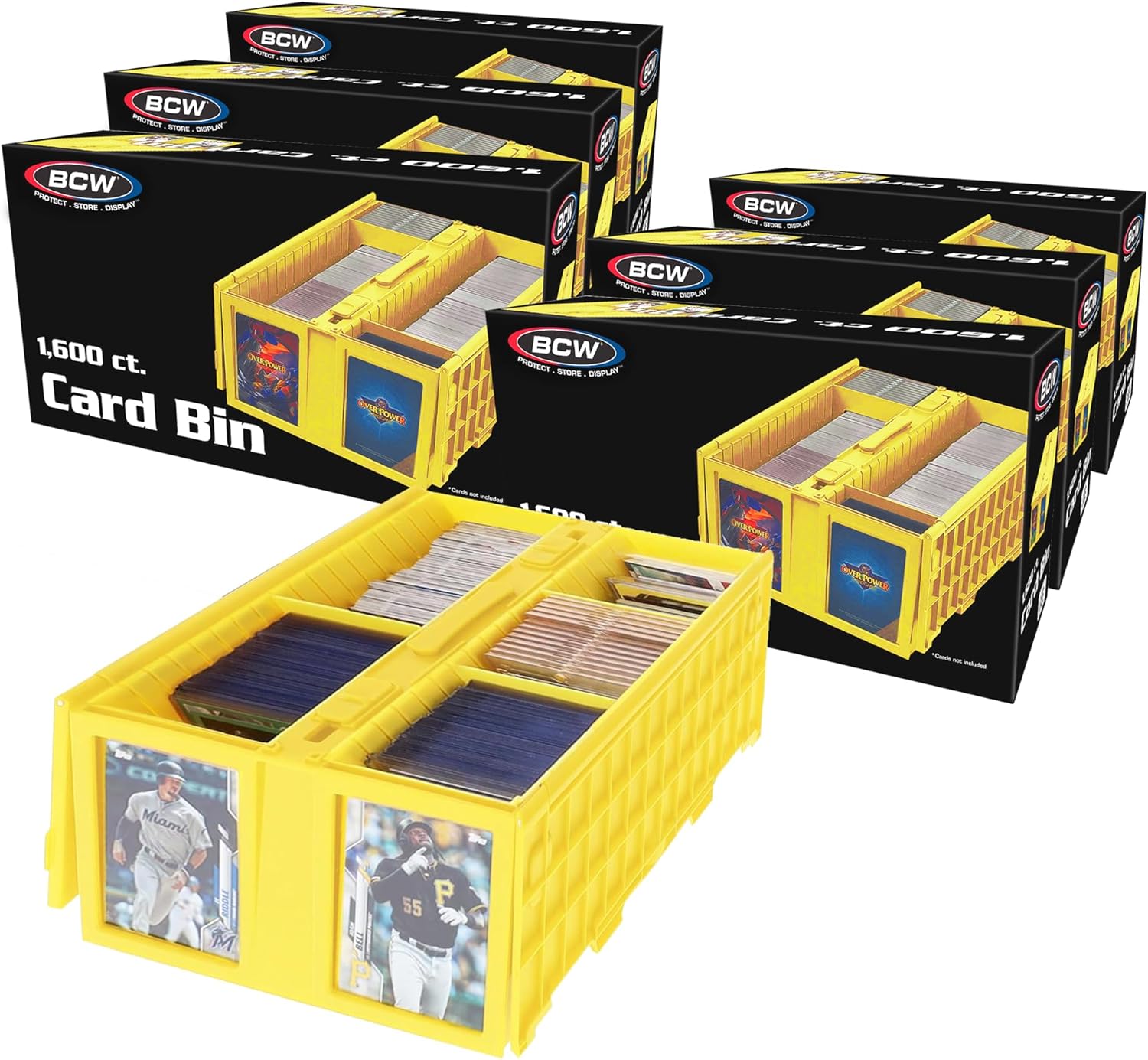 BCW Collectible Card Bin - Holds up to 1600 Cards - Yellow | Large Storage Box for Loose Trading Cards | Pokemon, MTG, and Storage Boxes - Pack of 6
