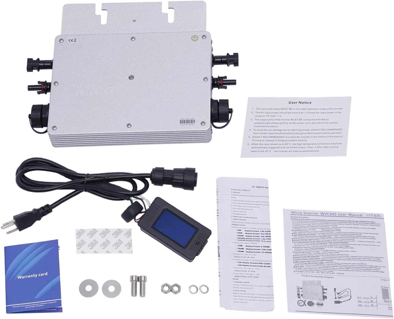 700W Grid Tie Inverter, Solar Grid Tie Micro Inverter Waterproof IP65 DC54V PV Input AC110V Output for Solar Panel for Various Household Appliances