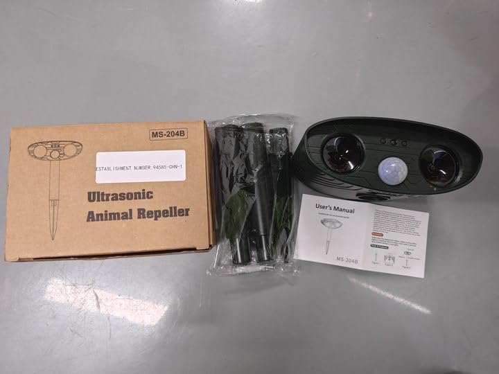 4Pack Deer Repellent Device Solar Ultrasonic Animal Repellent Outdoor Animal Repeller with Motion Detection Cat Deterrent Outdoor Animal Deterrent for Raccoon Squirrel Rabbit Skunk Repellent for Yard