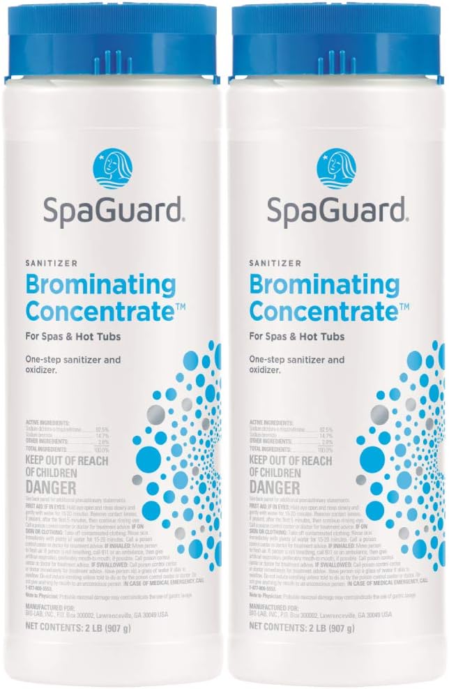 SpaGuard Brominating Concentrate for Spas & Hot Tubs, 14 oz, Pack of 2, One-Step Sanitizer & Oxidizer, pH Neutral, Easy to Use, Fast-Dissolving Brominating Granules