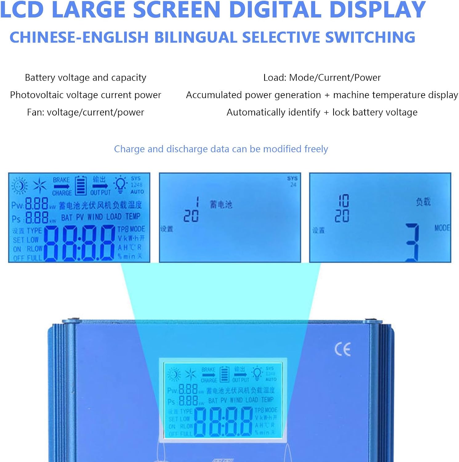 3000W-10000W Wind Solar Hybrid Charge Controller, MPPT Charge Boost Controller, Solar Wind Hybrid Charge Regulator 12V/24V/48V Auto Identification System Voltage,10000W-12V