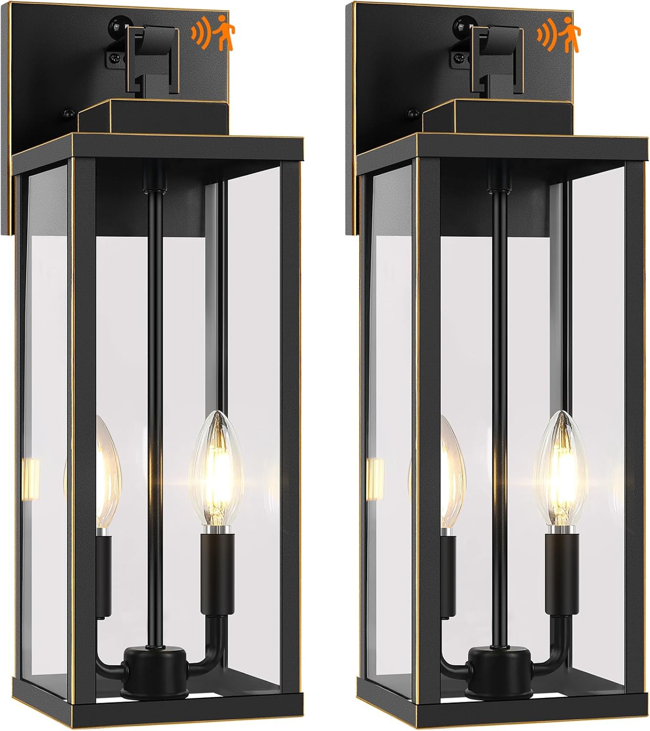 BesLowe 18” Upgraded Motion Sensor Outdoor Wall Lights, Dusk to Dawn Porch Lights Outdoor Wall Sconces, 3 Lighting Modes Exterior Lighting Fixtures with Hooks, Bronze Outside Lights for House, 2-Pack