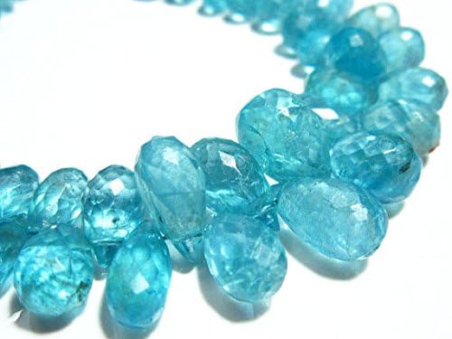 13 inch natural beads strand of 7x4-12x7mm faceted drop neon blue apatite gemstone beads for DIY jewelry - necklace, bracelet, earring, ring.