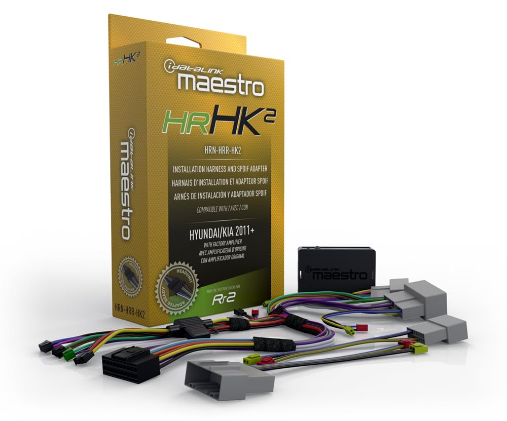 Idatalink Maestro HRN-HRR-HK2 T-Harness for Select Hyundai Kia Vehicles 2010-18, replace the factory radio while retaining steering wheel controls & use of factory amplifier (ADS-MRR2 module required)