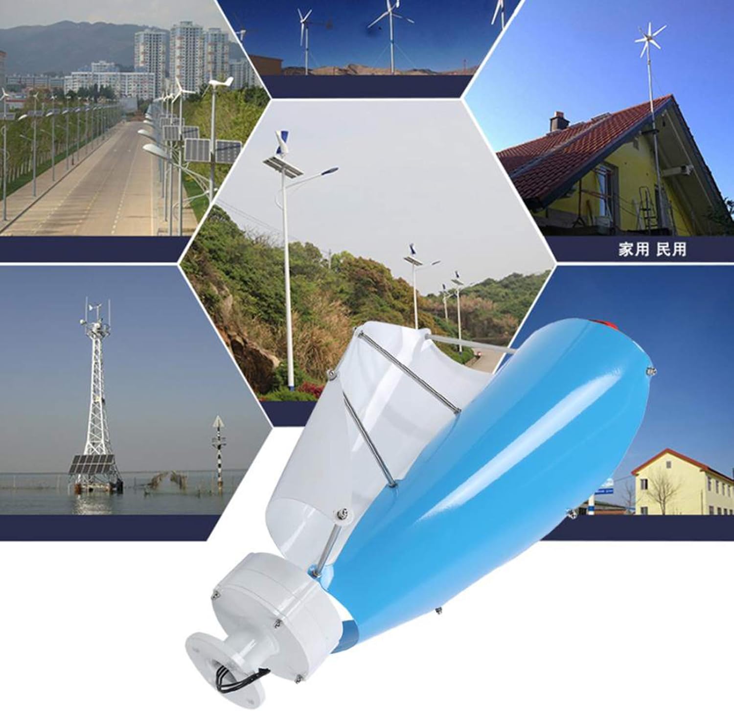6000W Spiral Vertical-Shaft Medium Wind Generator,12V/24V/48V Wind Turbine Generator Windmill Kit,Suitable for Outdoor Street Lights,7000w,12V
