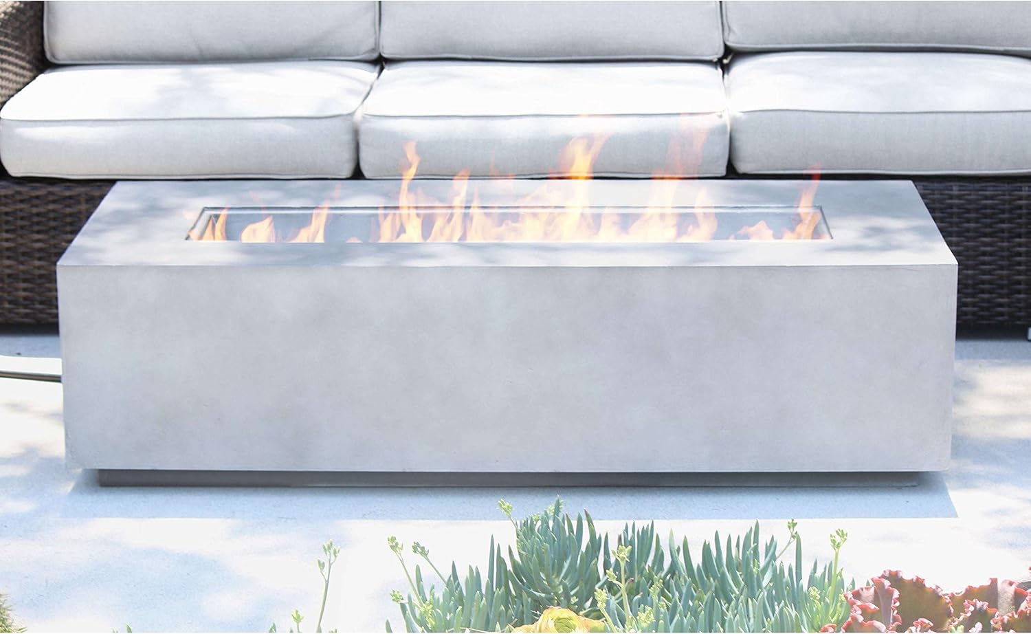 Modern Concrete Propane Fire Pit Table with Adjustable Flame