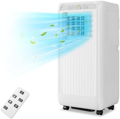 Portable Air Conditioner, 10000 BTU AC Unit 3-In-1 for Rooms Up to 450 Sq.Ft, Remote Control, 24H Timer, Window Kit Included, Ideal for Bedroom, Office, Home, White