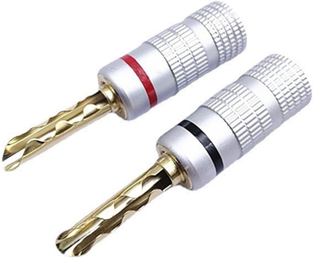 24 Pieces 4mm Audio Banana Plugs 24K Gold Plated Speaker Amplifier Cable Banana Jack Connectors Plugs(50 Pieces)