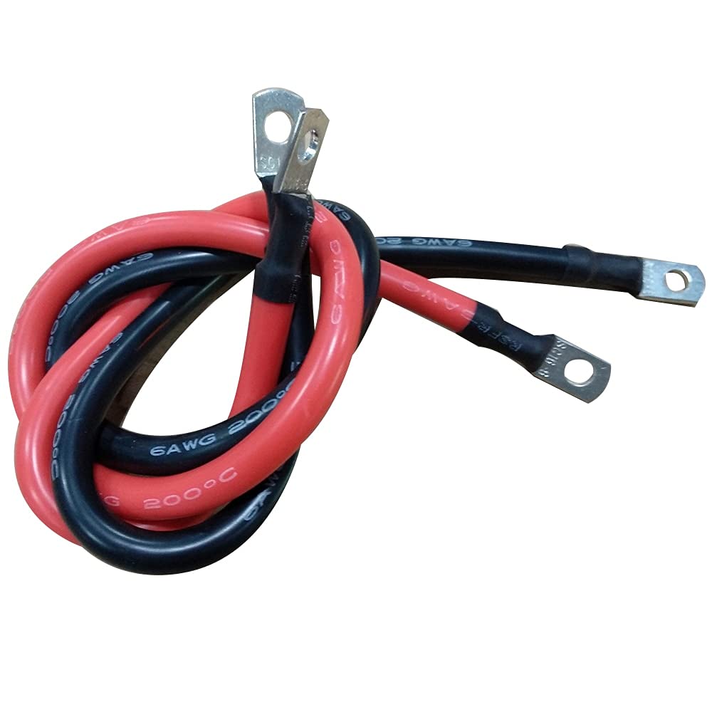 Davitu Wires & Cables - 2AWG extra soft silicone wire 35 square high temperature 200 degree thin copper wire flexible wire car battery wire wire termina - (Color: Red, Length: 2AWG 85cm, Terminal M8)