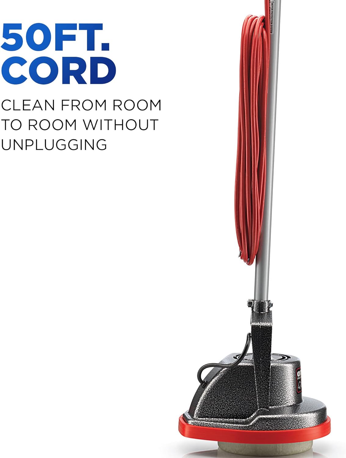 Oreck Commercial Orbiter Hard Floor Cleaner Machine, Multi-Purpose Floor Cleaning, Random Orbital Drive, Wide Cleaning Path, 50-Foot Long Cord, ORB550MC, Gray/Red