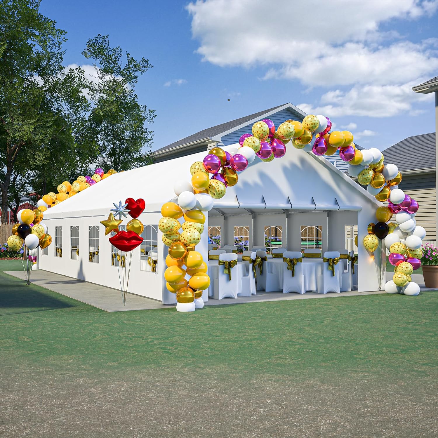 20x40FT Party Tent Heavy Duty, Large Wedding Event Shelters with 3 Carry Bags Removable Sidewalls, Outdoor Canopy Gazebo Commercial Tents for Parties Carport Camping GPatio