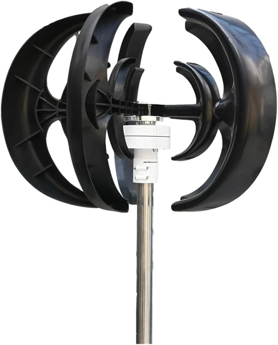 4000W 12V 24V 48V Wind Turbines Generator Lantern 5 Blades Motor Kit Vertical Axis for Home Hybrids Streetlight Electromagnetic Low Starting Speed for Home(Black,with MPPT Controller_12V)