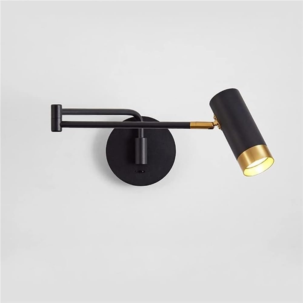 Modern Wall Sconce, Adjustable Swing Arm Wall Light, Long Arm LED Wall Lamp, Metal Industrial Wall Mount Lighting Fixture for Living Room, Bedroom, Hallway, Corridor, Stairs(Black)