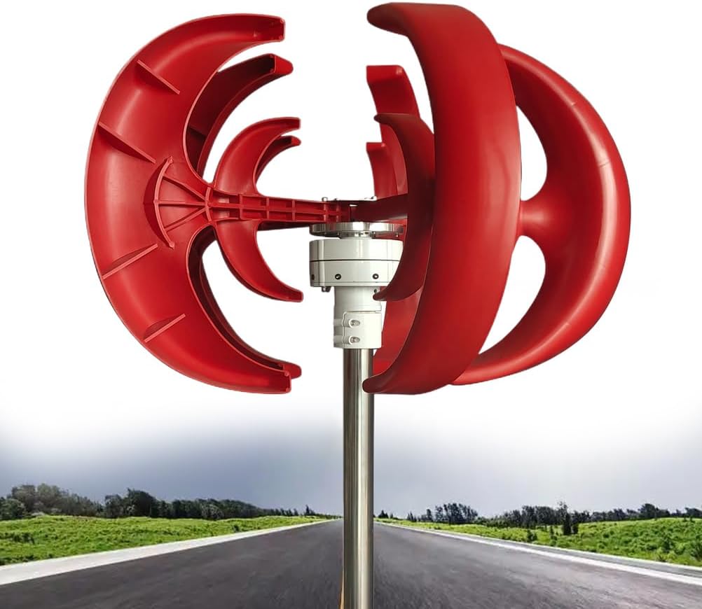 12V 24V 8000W Wind Turbine Generator Kit, Waterproof 5 Blades with Charge Controller Vertical Spiral Windmill for Marine RV Hybrid