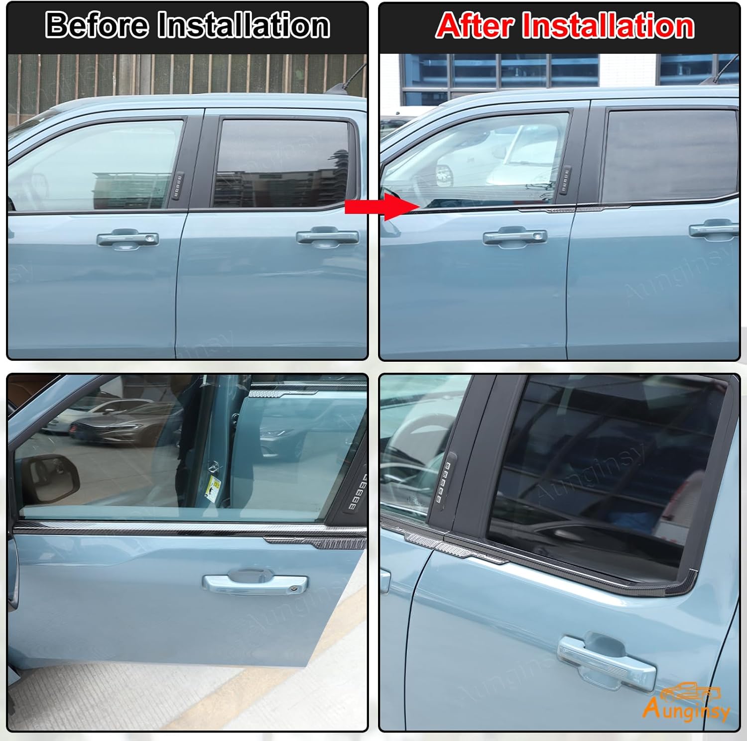 Aunginsy Door Window Under Panel Trim Strips Compatible with Ford Maverick 2022-2025 Car Outer Side Door Window Lower Panel Weatherstrip Molding Decorative Cover Protection ABS Exterior Accessories